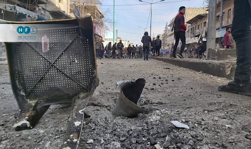 Horan Free Media reported that five people were killed and more than ten were wounded in a missile shelling in Al-Bab on February 2nd 2022 (Image via @HoranFreeMedia / Twitter)