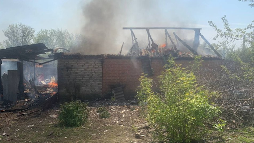 Damage to civilian housing following alleged Russian artillery shelling in Kalynove village on May 8th 2022. Source: Suspilne News