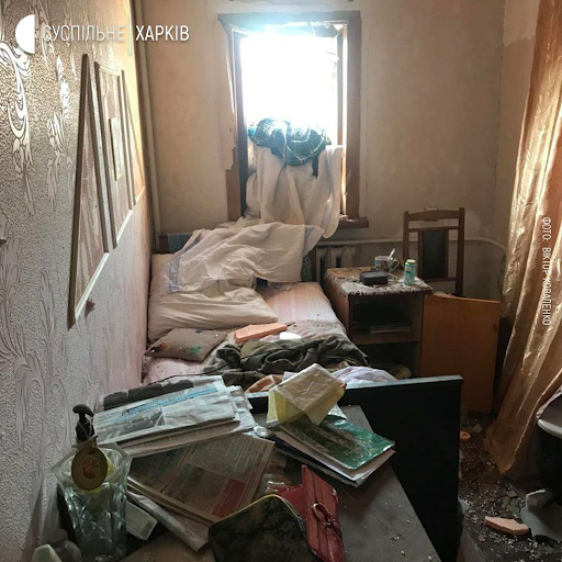Damage caused by alleged Russian shelling of the village of Zolochiv on March 17, 2022. (Image posted by @EmineDzheppar)