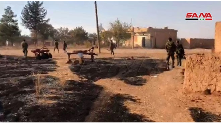 The aftermath of the alleged Turkish strike (via SANA)