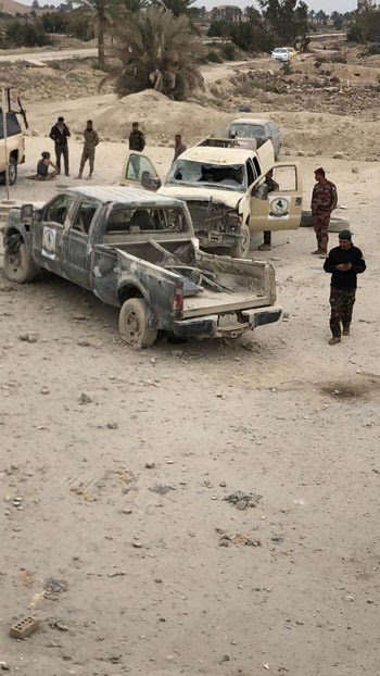 Aftermath of an American airstrike on Karabala international airport project on March 13th, 2020 (via youm7)