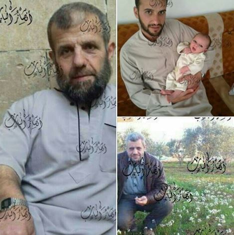 Abd al Jawwad Yassin (left), Mohammad the son of Abd al Sattar and a child, the daughter of Abd al Sattar (top) and Abd al Sattar Yassin (picture courtesy of Al Bab al Hadath)
