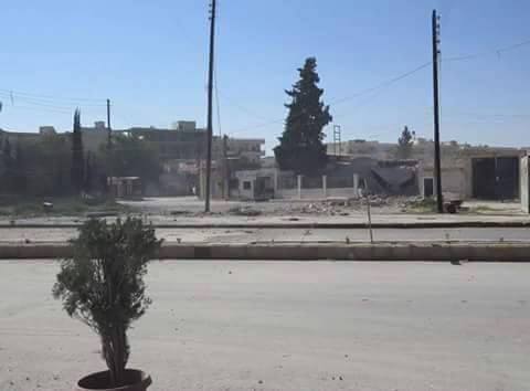 Photo of the bombing in Manbij on the old electricity company near Kosra Gas station (via Manbij mother of all the world)