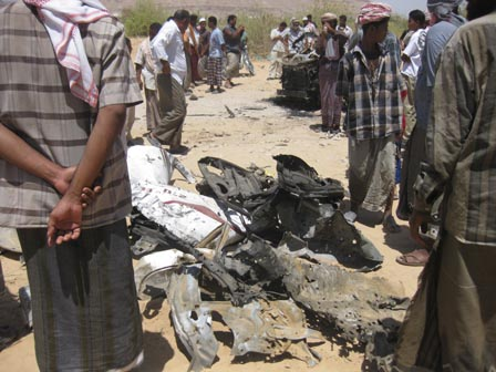 Damage caused by alleged US drone strikes in Hadramawt on May 17, 2012. (Image posted by Hadramout Today)