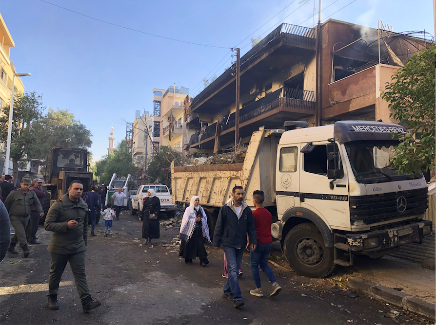 The day after alleged Israeli airstrikes on Al Mazza neighbourhood in Damascus on November 12th, 2019 (via @Maher_mon).