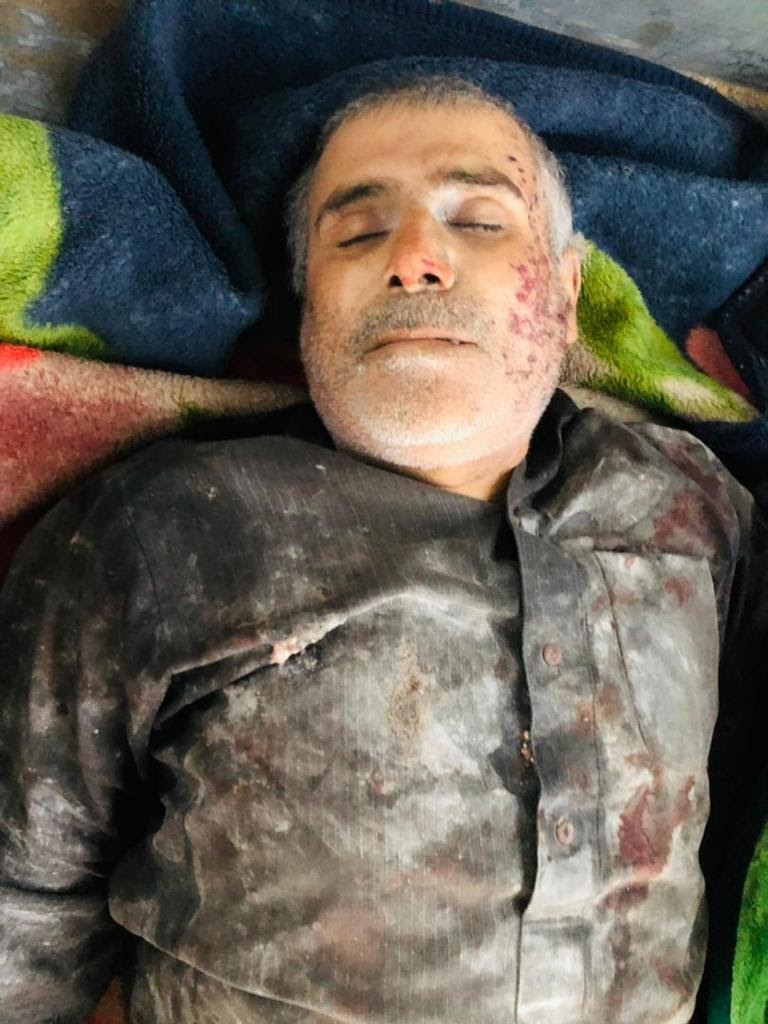 Very graphic image of the civilians killed in alleged Turkish strikes on Ain Issa on July 4, 2021. (Image posted by the Syrian Democratic Forces)