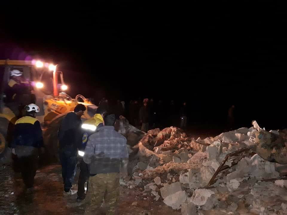 The aftermath of airstrikes on Ma'saran, 29th Jan 2018. (via @SyriaCivilDef)