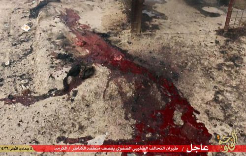 Islamic State propaganda issued in the wake of the alleged coalition airstrike