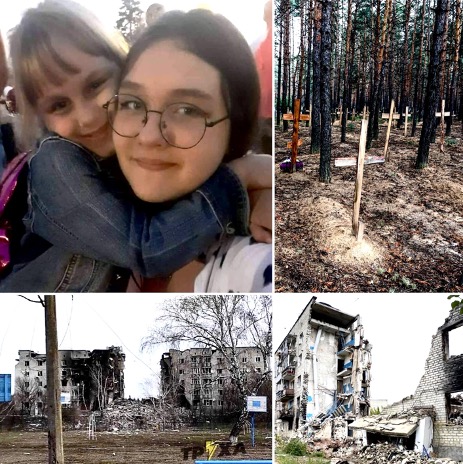 Mariyka Zhikharyova and niece Lesya Stolpakova