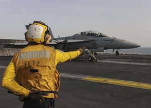 F/A-18F Super Hornet aboard USS Theodore Roosevelt May 25 2015 (US Navy/ Specialist Danica M.Sirmans)