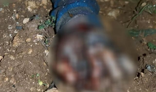 4 of 4: Photos of those killed and their remains after a US forces airdrop on February 3rd 2022 in Atma, Idlib (Image via @ahmedalqaaa / Twitter)