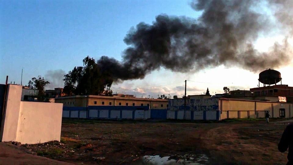 Smoke rising from scene of a reported Coalition strike at Wadi Hajar, March 27th (via NRN News)