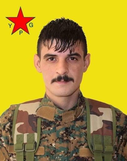 "The martyrdom of the fighter Kamal Muhammad Ali, son of the city of Sere-Kaniye, during the bombing of a Turkish march on a car in the city of Qamishlo", SDF militant reported killed (Image via حسين بري Hussein Bari / Facebook)