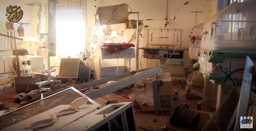 Aisha hospital's badly damaged incubator room, in an image taken from an ISIL propaganda video