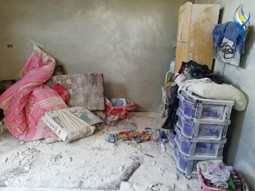 Damage to a house as a result of an alleged Israeli airstrike on Kazo neighborhood in Hama on January 22nd, 2021. (via Syria is ours post).
