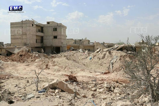Destruction in the aftermath of alleged Russian airstrikes on Zardana in Idlib, Syria on June 7th, 2018 (via EMC)