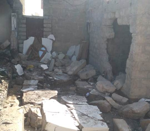 Damage caused by caused by alleged US drone strikes on a home east of Marib on November 30, 2022. (Image posted by Al Mawqea post)