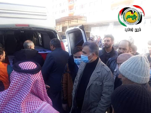 The funeral of the four victims of alleged Israeli airstrikes on Kazo neighborhood in Hama on January 22nd, 2021. (via Idlib, Salqin)