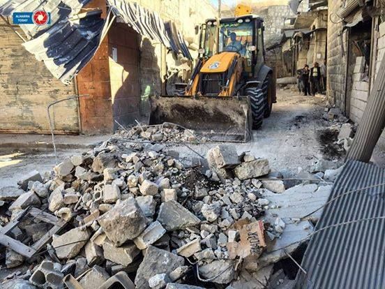 a photo showing civil defences team removing rubble left by alleged Russian strikes on the town of Ma’arat Al Nu’man on November 2nd