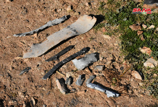 Remnants of missiles used in an alleged Israeli attack on Kazo neighborhood in Hama on January 22nd, 2021. (via SANA)