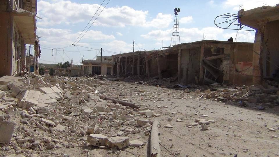 Reported scene of an alleged Coalition strike at Haymar Labda, which killed at least four civilians July 18th 2016 (via Syria News Desk)