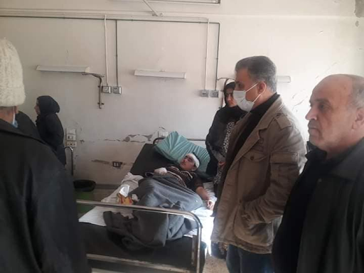 A member of the Ba'ath party in Idlib paid a visit to hospital where wounded civilians as a result of the Israeli airstrike were staying. (via Idlib, Salqin )