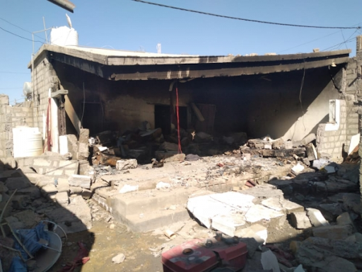 Damage caused by caused by alleged US drone strikes on a home east of Marib on November 30, 2022. (Image posted by Al Mawqea post)