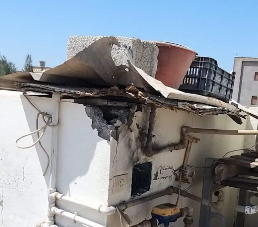 House damaged by shelling of Mashrou’ Al Muz on July 22, 2022. (Image posted by @tkyroogklshytk)