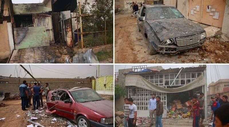 Montage of damage from a reported coalition airstrike near Mosul April 20th 2015 (Photo: Mosul Residents Facebook page)