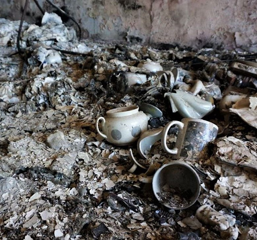 Damage to an apartment in north Saltivka caused by alleged Russian shelling on March 18, 2022. (Image posted by Lb.ua)