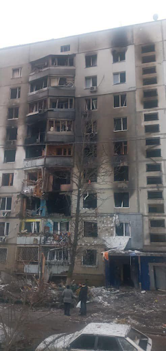 Damage caused by alleged Russian shelling of Chuguev on March 8, 2022. (Image posted by Kharkov.comments)