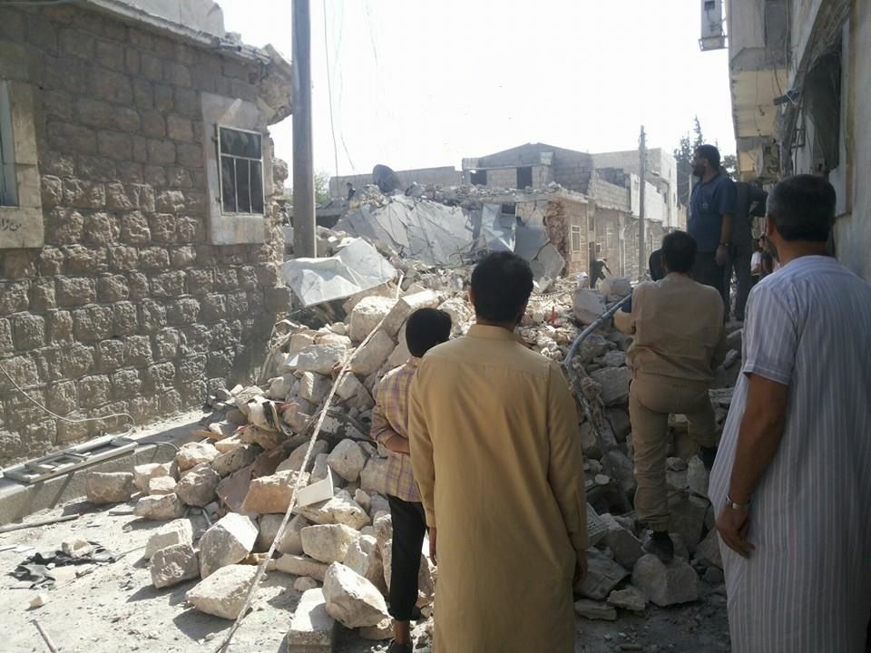Cleanup operation in Al Bab following a Russian or Assad regime strike October 19th 2015 (via Al Bab Free Syria)