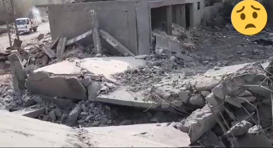 Pictures of destroyed houses, targeted in an alleged Coalition airstrike (via Hajin Magazine Facebook page).
