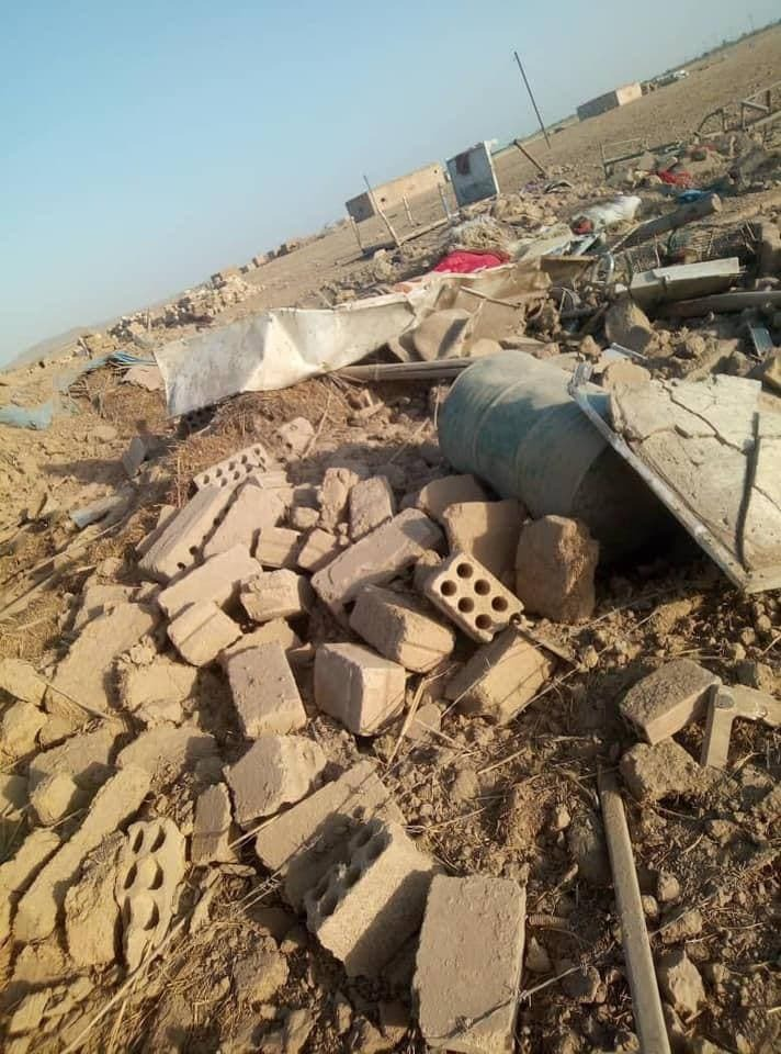 Damage caused by alleged US coalition strikes on a home in Kharbet Al Janous on July 21, 2021. (Image posted by RT Arabic)