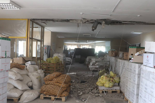 Damage caused by alleged Russian shelling of Dergachi on May 12, 2022. (Image posted by Viacheslav Zadorenko)
