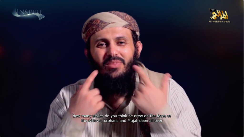 In 2017, Al-Raymi said that lone shooter attacks brought him joy (Long War Journal, February 6th 2020)