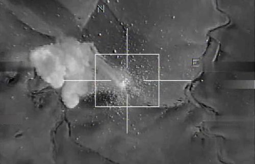 French image of a strike against 'Daesh defensive positions' near Kirkuk, Iraq November 19th 2014 (Ministère de la Défense )