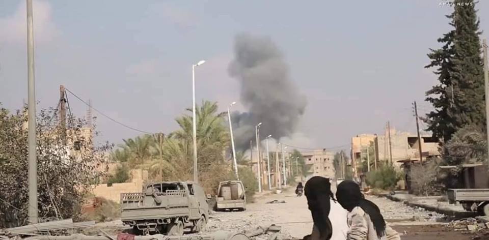 Pictures of destroyed houses, targeted in an alleged Coalition airstrike (via Euphrates Post, posted on November 12th 2017).