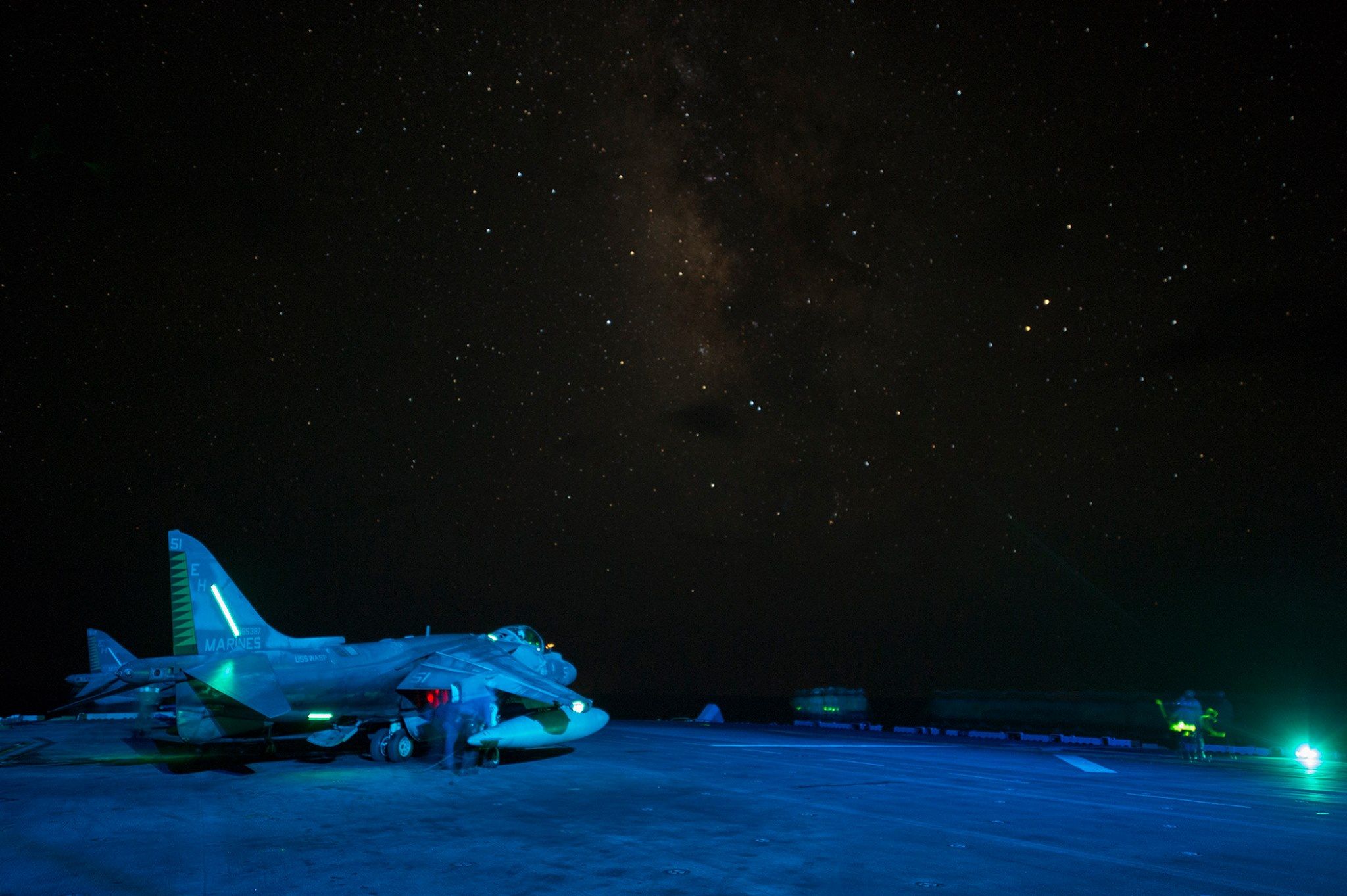 A Harrier aboard the USSWasp as part of the 22nd Marine Expeditionary Unit conducting strikes against Daesh in Sirte, Libya