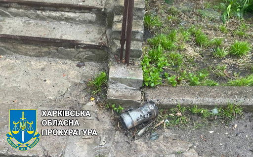 Damage caused by alleged Russian shelling of Kharkiv on April 17, 2022. (Image posted by Kharkiv Human Rights Protection Group)