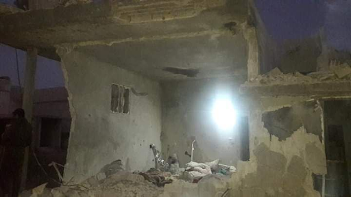 A building totally damaged in an alleged Israeli airstrike on Kazo neighborhood in Hama on January 22nd, 2021. (via @AlwatanSy).