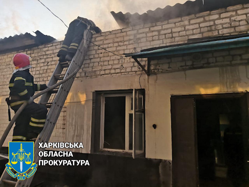 Damage caused by alleged Russian shelling of Barvinkove on March 26, 2022. (Image posted by Kharkiv Regional Prosecutor's Office via Facebook)