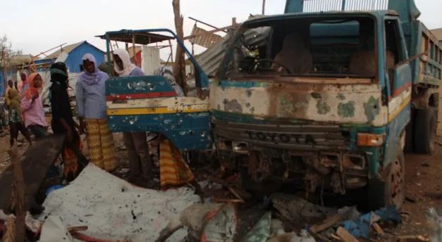 Damage, reportedly at Kunyo Barrow, following a US airstrike on February 24th 2019 (via Horn News)