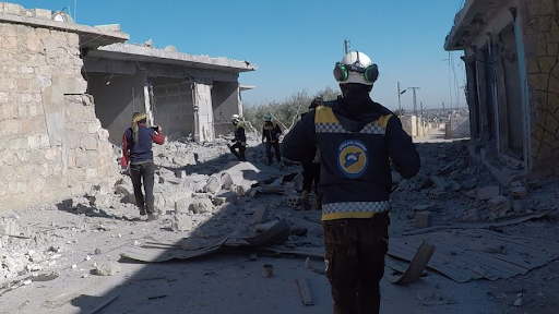 White Helmets respond to airstrikes on Kafar Albatiekh on January 25, 2020. (Image posted by Syrian Civil Defense)