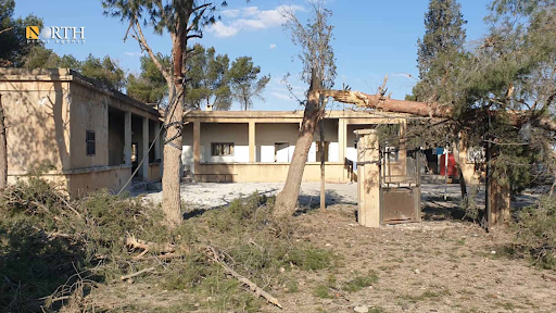 Damage caused by alleged Turkish shelling of Tel Tawel village on April 14, 2022. (Image posted by North Press Agency)