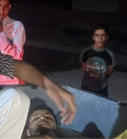 The young man Ibrahim Al-Hamid Al-Abd Al-Hay injured by a bullet during clashes in the town of Gharanij on August 29, 2023. (Image posted by @ADAMGRAYZO21829)