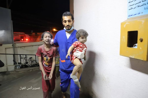 Children injured in strikes on Al Jeniya neighborhood on May 13, 2021. (Image posted by Shihab)