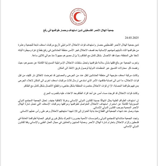 Source: Palestine Red Crescent society