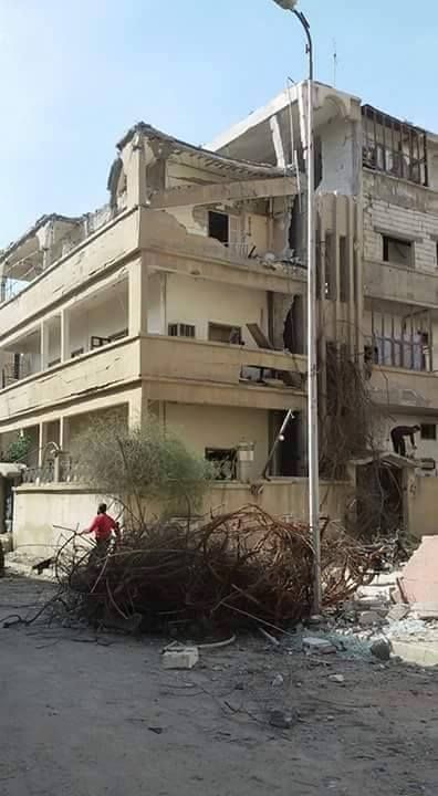 The al Lailat building in al Thakana neighbourhood, Raqqa, after it was targeted by a raid on Mar 19th (via RBSS)