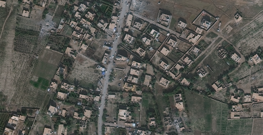 Before image of the location of Yarmouk hospital. (via Bellingcat).
